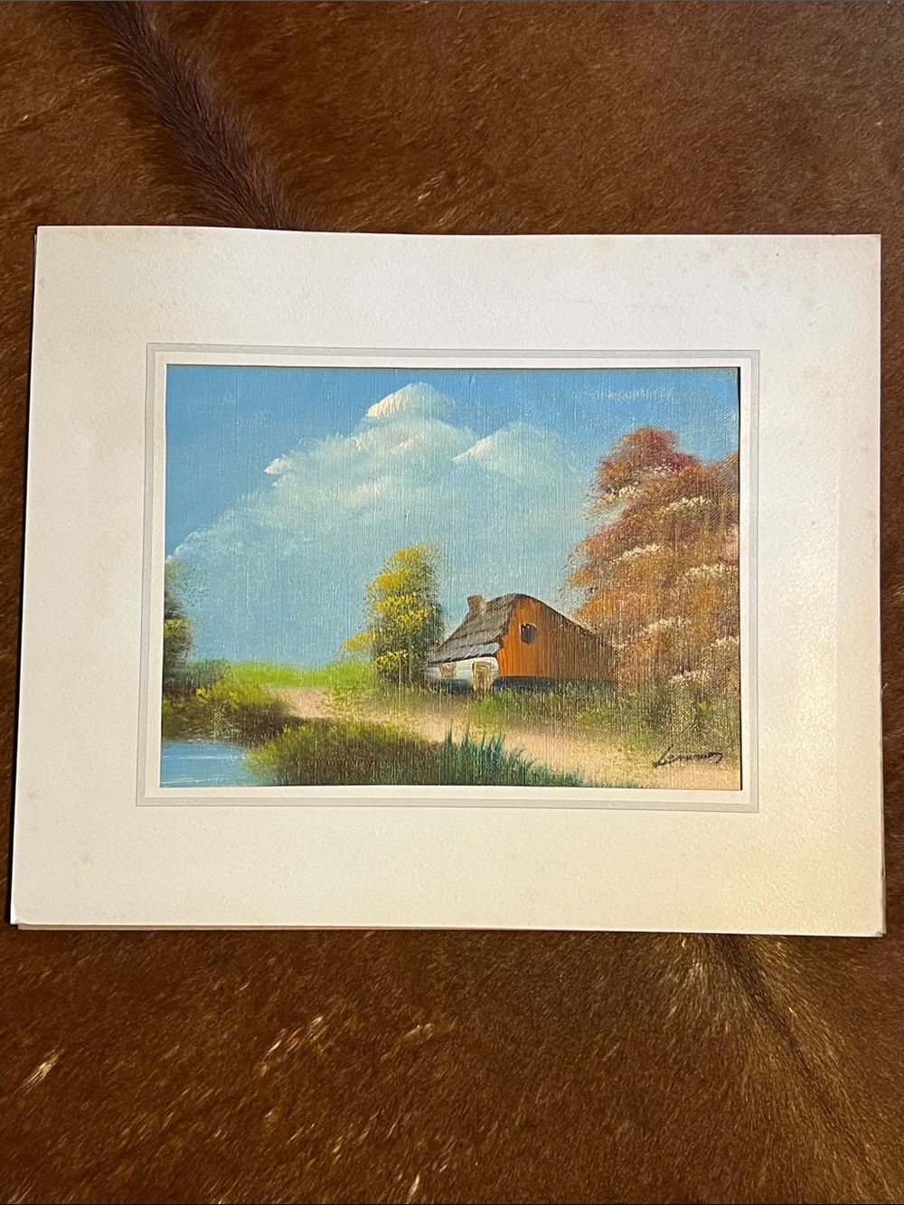 Landscape Barn oil Art work on canvas panel,  signed by artist